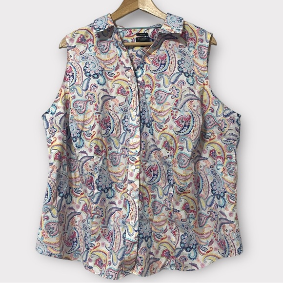 Talbots Tops - Talbots Perfect Shirt No-Iron Paisley Button Top Cottagecore 20 Plus Size Petite